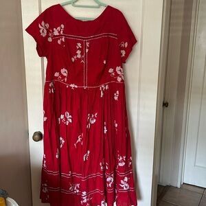 EShakti Red Dress with Embroidery and Cutout Detail 2x 22 Great Condition